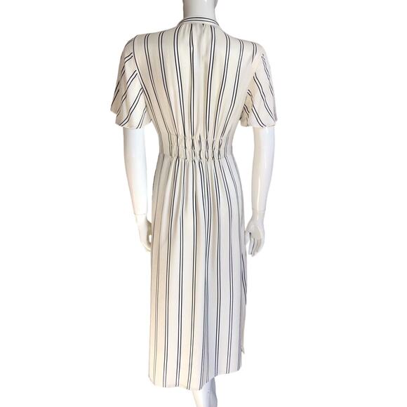 ZARA Ivory & Black Striped Viscose Button Down Shirt Dress Sz SML - Picture 14 of 16